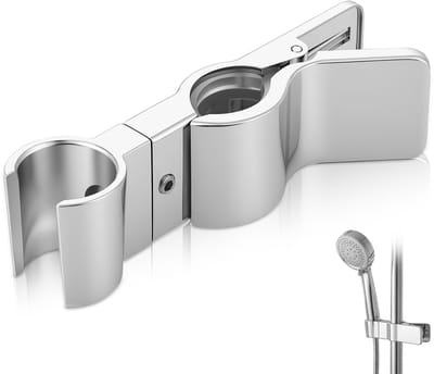 Lemlit Verstelbare Douchekop Houder – Clip-On Handdouchehouder voor Ronde Douchestang 2-3 cm – Zonder Boren – 35° Verstelbaar – Zilver