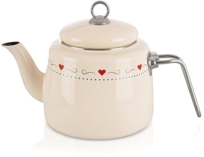 Waterkoker Geëmailleerde Crème TONCA 1,6 l - Fluitketel - Waterketel