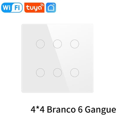 Interrupteur Intelligent WiFi Tuya Brésil 4x4 AC110-220V Panneau Tactile 4/6 Touches Interrupteur Lumière Contrôle via Appli compatible Alexa Google Home Haute Qualité