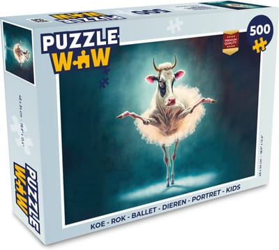 Puzzel Koe - Rok - Ballet - Dieren - Portret - Kids - Legpuzzel - Puzzel 500 stukjes