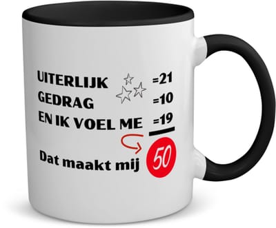 Akyol - 50 jaar sarah en abraham cadeau - koffiemok - theemok - zwart - Hoera 50 jaar - 50 jaar cadeau - jubileum man en vrouw - met opdruk - - grappige tekst - jarig - verjaardag - - 350 ML inhoud