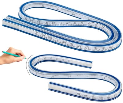 SnelShoppen - 2Pcs Flexibele Boogliniaal - Curved Ruler - Kunststof - Dubbelzijdige Schaal - 30cm en 60cm - Voor Maten, Patronen en Tekeningen - Schoo