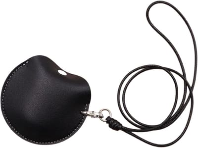 Nekzakje voor Oordopjes – Opbergetui voor nekkoptelefoon - Leer – Mini Halsbandtasje – Fo Draadloze Buds – Lichtgewicht – Mode Accessoire – 9cm - Zwart