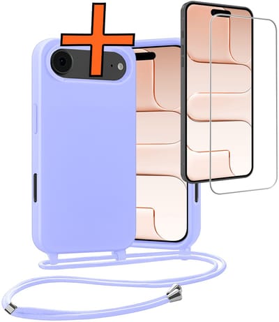 Hoesje Geschikt voor iPhone Air Hoes Met Telefoonketting Met Screenprotector - Backcover Geschikt voor iPhone Air Case Met Koord - Lila