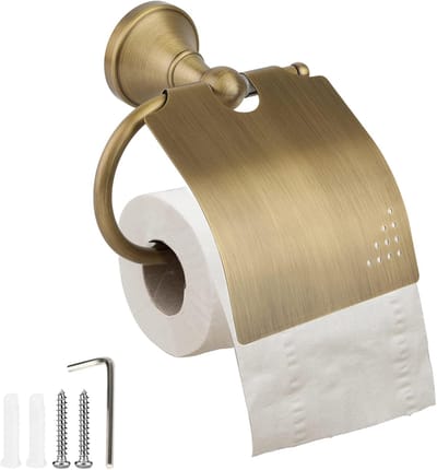 Toiletpapierrolhouder, Badkamer Toiletrolhouder Wandmontage Toiletpapierhouder voor Badkamer & Keuken, Geborsteld Messing