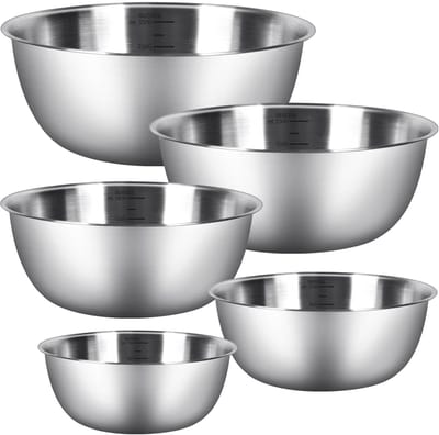 NTH products- Rührschüssel Set 5 stuks - Roestvrijstalen Mengkommen - Vaatwasbestendig - Ruimtebesparend - Voedselveilig 304 Roestvrij Staal - Gemakkelijk schoon te maken - Mengkom