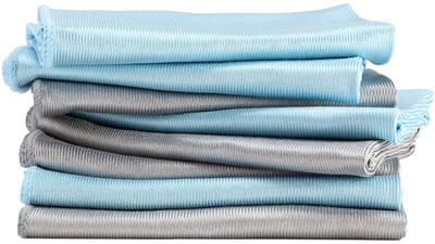 Glasdoek - 8 Stuks - Ramendoeken set - Ramen lappen - Microfiber - Badkamer - Glas - Spiegels - Raamdoeken - Streeploos schoon - Geschikt voor auto's, keukenspiegels, kranen en badkamers - Blauw, grijs - 40*40CM