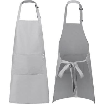 Castagnola keukenschort - Water- en vuilafstotend - Professioneel Kookschort - BBQ Schort voor Dames en Heren - Unisex - Verstelbare Gesp - Extra Grote Vakken - Lichtgrijs