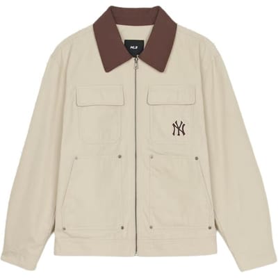 MLB New York Yankees American Vintage Veelzijdige Kraag Meerdere Zakken Werkshirt Jas Unisex Jas Kaki-Bruin 3AJPB0351-50SAM XL beige
