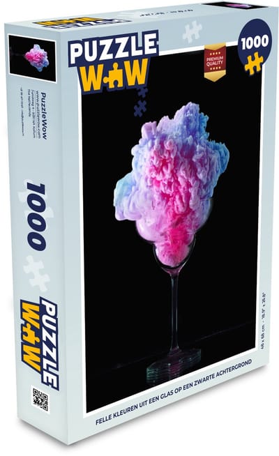 Puzzel Felle kleuren uit een glas op een zwarte achtergrond - Legpuzzel - Puzzel 1000 stukjes volwassenen