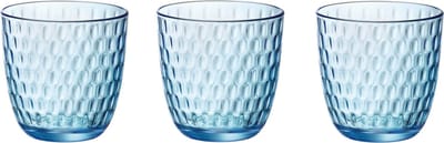 Bormioli Rocco Waterglas/drinkglas - 4x stuks - blauw transparant met relief - 290 ml