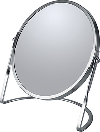 Make-up spiegel Cannes - 5x zoom - metaal - 18 x 20 cm - zilver - dubbelzijdig