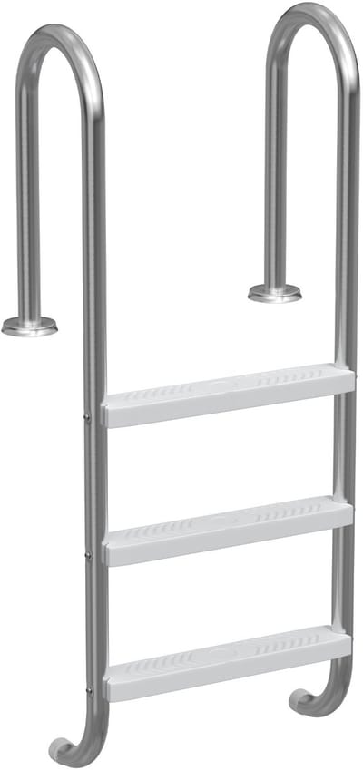 RVS Zwembadladder 3 Treden - Poolladder van 304 Roestvrij Staal - 132 cm wandhoogte - Antislip Zwembad Trap - Tot 150 kg