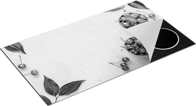 Chefcare Inductie Beschermer Rode Kersen op Wit Beton - Zwart Wit - 95x50 cm - Afdekplaat Inductie - Kookplaat Beschermer - Inductie Mat