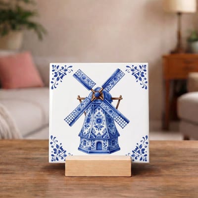 Delftsblauw Tegeltje 11x11 Windmolen – Hollandse Wanddecoratie Cadeau