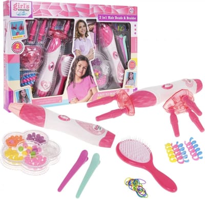 Playos® - Mega Haarvlechter - 2 in 1 - Roze - Kinderen - Haarkraal Vlechter - Hair Braider - Vlecht Hulpstuk - Vlechter - Speelgoed - Haar Vlechter Machine