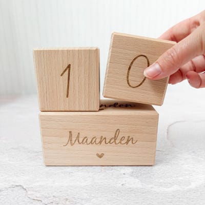 Mijlpaalblokken - kraamcadeau - aftelblokken - Fien & Feau - compleet met alle nummers - dagen, maanden, weken