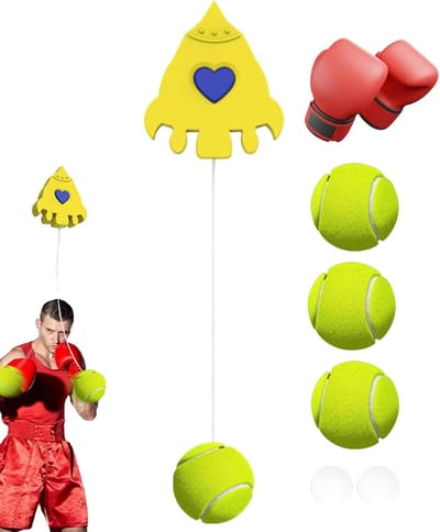 Boksbal Trainer - Reflex Bal - Reactievermogen Verbeteren - Verstelbare Hoogte - 3 Tennisballen - Niet Gespecificeerd