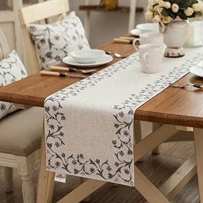 Linnen Tafelloper - Tafelkleed Runner - Tafel Decoratie - Dubbellaags Stof - 33 x 200cm - Beige