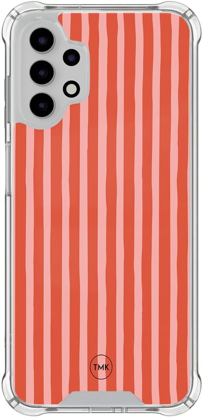 Shockproof hoesje geschikt voor Samsung Galaxy A13 4G - Streepjes - Schokbestendig - Verhoogde randen - TPU case - Extra Sterke Back Cover - Gestreept - Transparant, Multi