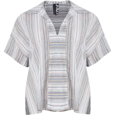 Gestreepte blouse van katoen en linnen voor vrouwen Mat Fashion