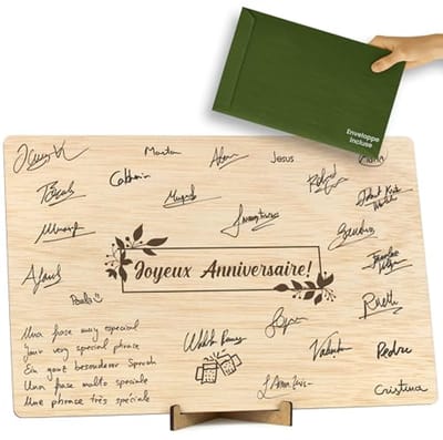 Houten verjaardagscadeau - originele geboortekaart en gastenboek voor mannen en vrouwen