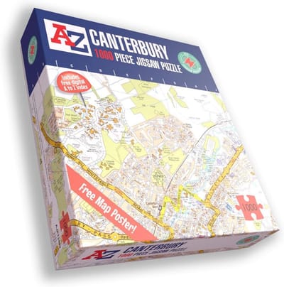 Puzzel 1000 Stukjes Kaart van Canterbury - Gedetailleerde Straatkaart Puzzel met Gids