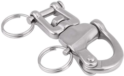 Dailygoody - Roestvrij Stalen Wervelklem - Sterke Karabijnhaak - Draaibaar en Robuust - 70mm - Voor Zeilboot en Sport - Ideaal voor Trekhond