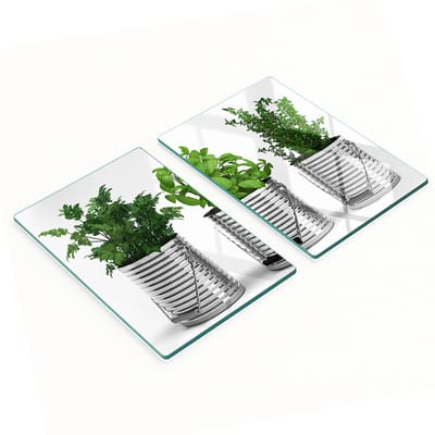 Stijlvolle en duurzame glazen borden met print van aromatische planten, 2x40x52 cm