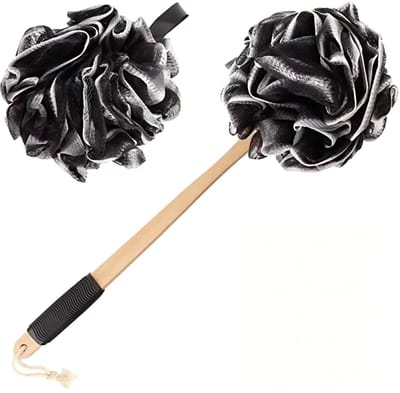 Douche-rugschrobmachine - heren en dames - inclusief 1 douchebal met lange steel en 1 badbal - 40 cm