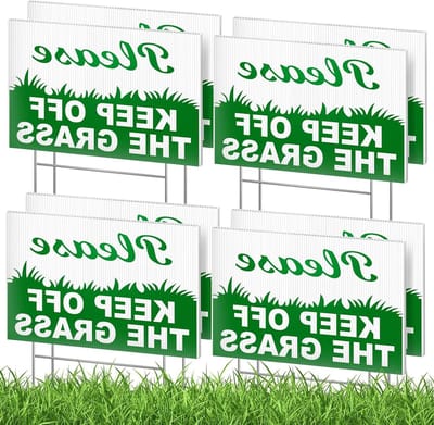 Blijf van Gras Bord - Honden Verboden Teken - Gazon Beschermen - Dubbelzijdig Bedrukt - 6 x 9 inch - Groen