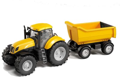 Tractor met aanhanger - Speelgoedvoertuig boerderij - Buiten spelen strand - Schaal 1:32 - 20 x 59 x 18 cm