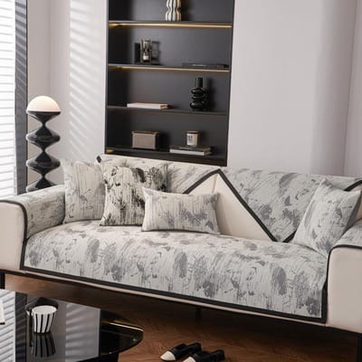 Effen Kleur Weergave Bankmat Antislip Bankhoes Vier Seizoenen Universeel Chenille Bankovertrek Zwarte Rand Franse Bankkussen 70x70cm 1pcs