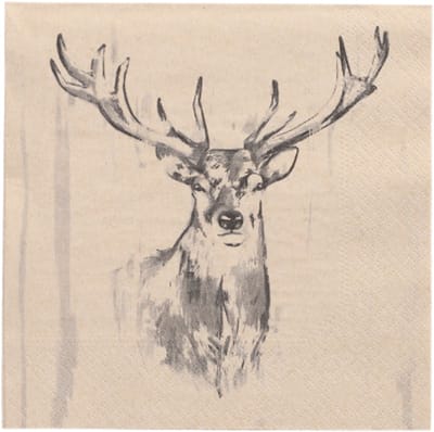 10x 20 Servetten 3-laags 1/4 vouw 33 cm x 33 cm natuur Deer gemaakt van gerecycled papier
