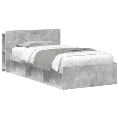 vidaXL - Bedombouw - met - opslag - Betongrijs - 80 - x - 200 - cm - Bewerkt - hout
