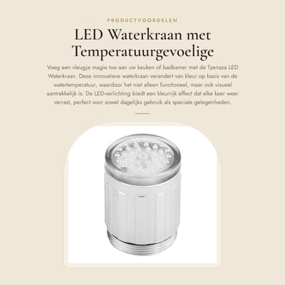 Dailygoods - LED Waterkraan met Temperatuurgevoelige Kleurverandering - RVS Keuken & Badkamer Accessoire