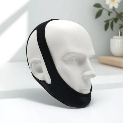 Mentonnière Anti-Ronflement Réglable Solution Confortable Contre le Ronflement Pour un Meilleur Sommeil Soulagement de l'Apnée du Sommeil noir