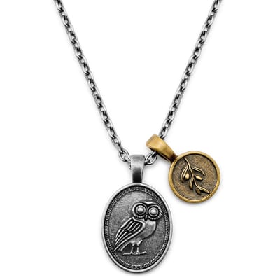 Obelius | Vintage Zilverkleurige 'Uil van Athene' Ketting