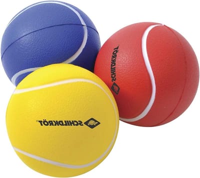 Soft ballen set van 3 (geel rood blauw) Ø 7 cm zacht PU-schuim goede springing voor beachbal Beachtennis etc.