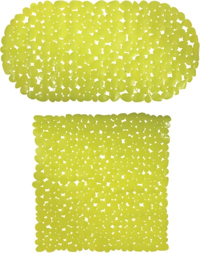 MSV Douche/bad anti-slip matten set badkamer - pvc - 2x stuks - limegroen - 2 formaten