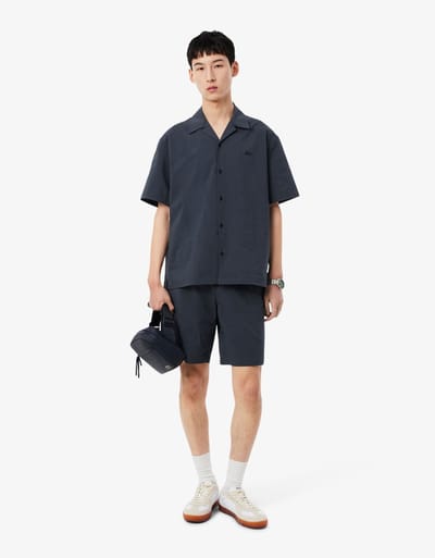 Lacoste - Overhemd Blauw Lacoste 1hc1 Men's S/s Woven Shirt Korte Mouw Overhemd Blauw Ch2355-61