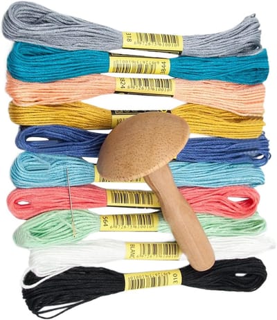 Reparatie Paddenstoel - Kleding Herstel - Textiel Onderhoud - Natuurlijk Hout Materiaal - 1 Stuk - Multicolor