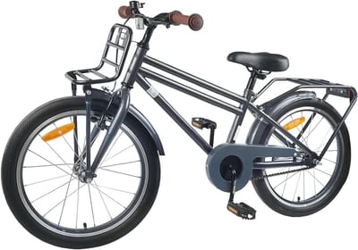 Kinderfiets - Jeugdfiets Meisjes - Schoolweg Vrije Tijd - Veilig Comfortabel - 18 inch - Donkergrijs