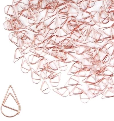 200 stuks waterdruppelvormige paperclips - roségoud, herbruikbare papierklemmen voor school en kantoor