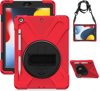 Robuuste Beschermhoes met Standaard en Band voor iPad 10,2 Inch (9e/8e/7e Gen)