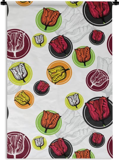 Wandkleed - Wanddoek - Tulp - Bloemen - Patronen - 60x90 cm - Wandtapijt