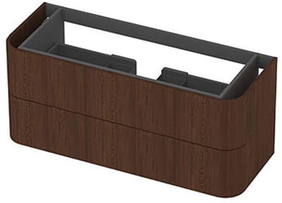 INK - Afgeronde Onderkast Fineer 2 Laden Softclose Tbv Grepen - 1200x450x520 Mm - Shadow Veneer