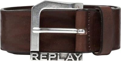 REPLAY Leren Riem Belt W100 Fade Tobacco Donkerbruin