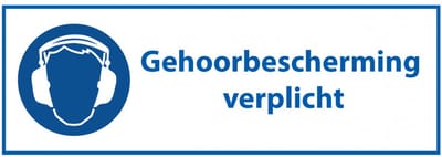 Gehoorbescherming verplicht bord met tekst 200 x 75 mm