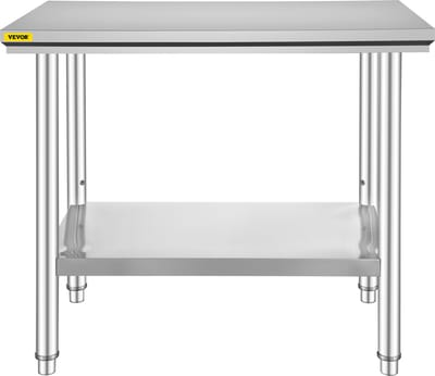 VEVOR Rvs Tafel Keukentafel 24x36 Roestvrijstalen Keukenwerkvoorbereidingstafel CommerciëLe Nsf Verstelbare Poten